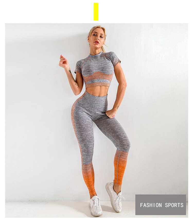 Seamless Yoga Clothes Suit Women Autumn and Winter New Knitting Hips Stretch Fitness Sports Yoga Clothes 2 Piece Set